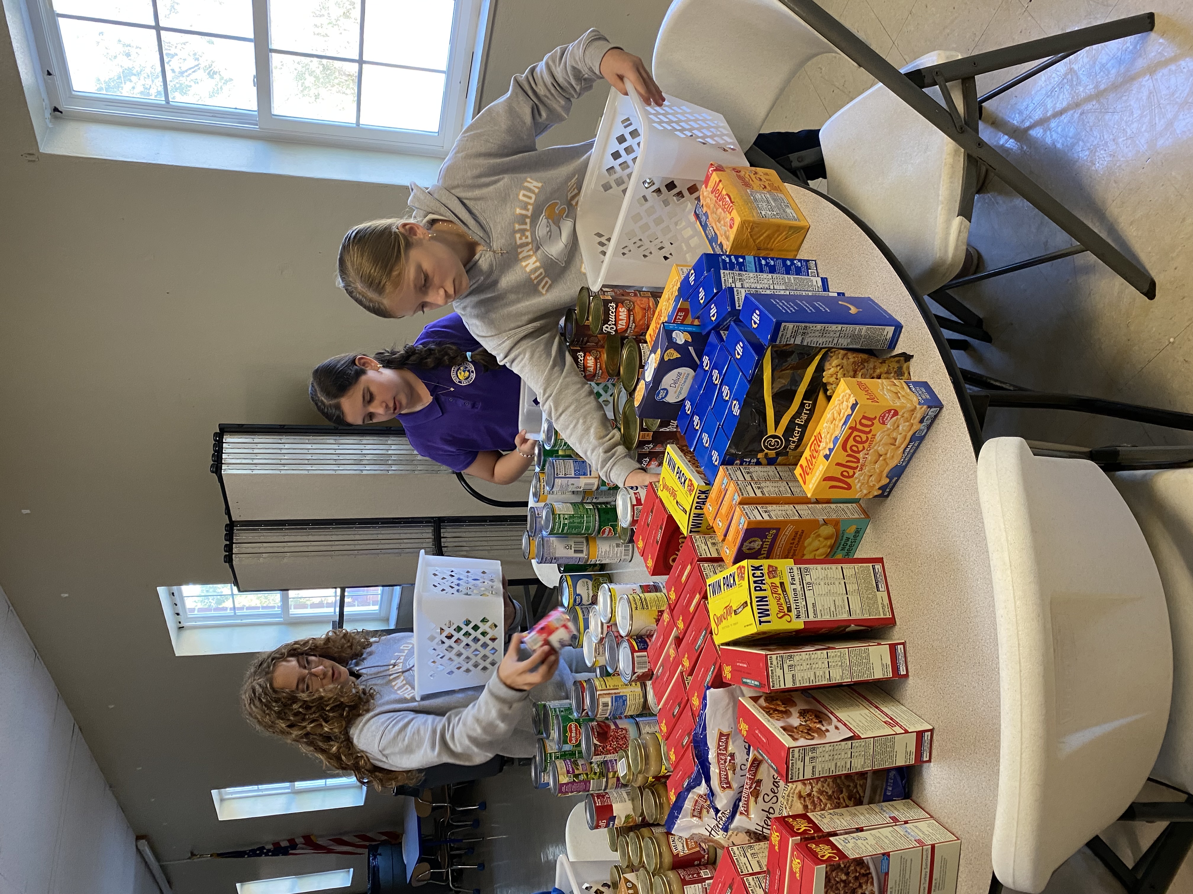 Students with baskets
